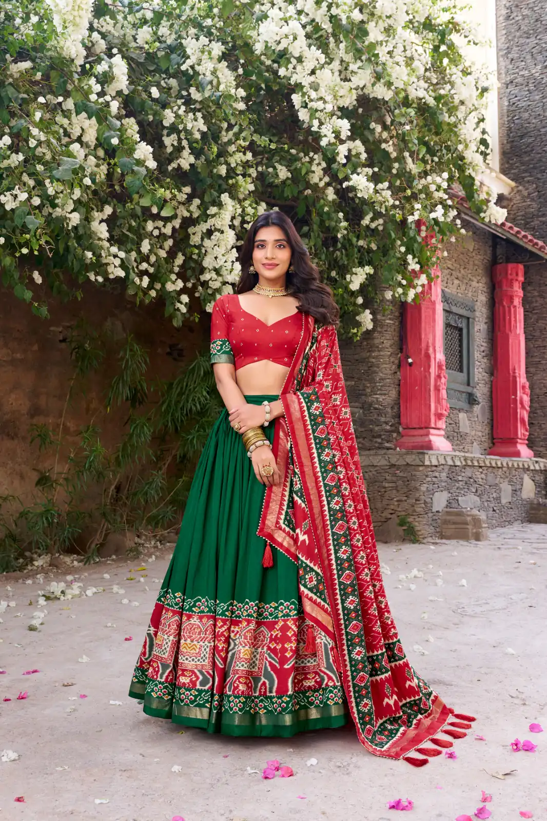 Green Tushar Silk Patola Printed Lehenga Choli | Lehenga, Bollywood Lehenga, Creative Lehenga, Designer Lehenga, Embroidered Lehenga, Party Wear Lehenga
