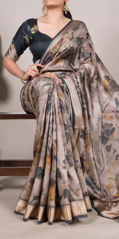 Green Tussar Printed Saree | Sarees, Bollywood Sarees, Creative Sarees, Designer Sarees, Embroidered Sarees, Ethnic Saree, Modern Digital sarees, Party Wear Sarees