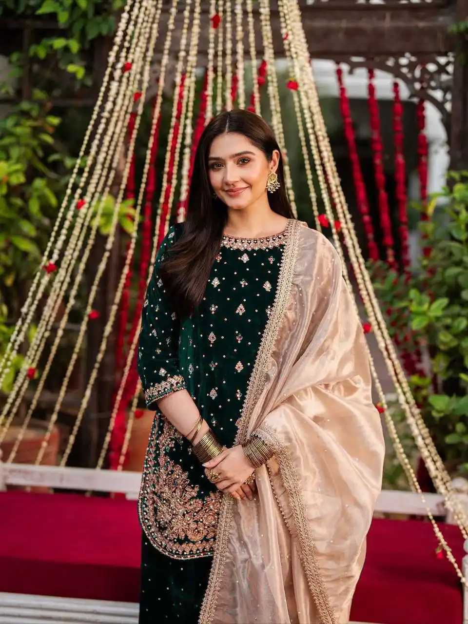Green Velvet Rivet Moti Hand Work Salwar Suit | Jump Suits, Salwar suit, Casual Suits, Creative suits, Designer Suits, Palazzo Suits, Party Wear Suits, Patiala Suits, Straight Suits