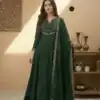 Green Vichitra Silk Sequence Work Gown | Gowns, Bollywood Gowns, Creative Gowns, Designer Gowns, Embroidered Gowns, Party Wear Gowns