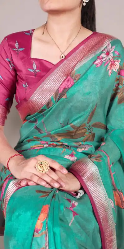 Green Viscose Printed Saree | Sarees, Bollywood Sarees, Creative Sarees, Designer Sarees, Embroidered Sarees, Ethnic Saree, Modern Digital sarees, Party Wear Sarees