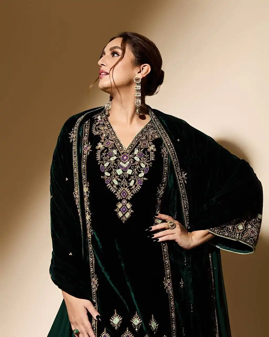 Green Viscose Velvet Embroidery Work Salwar Suit | Jump Suits, Salwar suit, Casual Suits, Creative suits, Designer Suits, Palazzo Suits, Party Wear Suits, Patiala Suits, Straight Suits