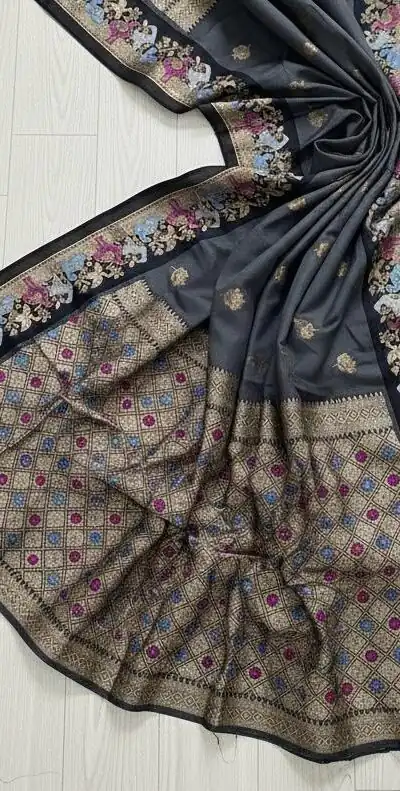 Grey Banarasi Silk Zari Weaving Work Saree | Sarees, Bollywood Sarees, Creative Sarees, Designer Sarees, Embroidered Sarees, Ethnic Saree, Modern Digital sarees, Party Wear Sarees