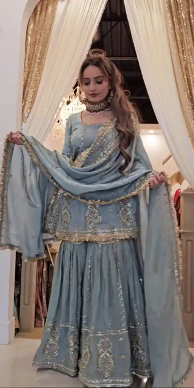 Grey Chinon Silk Embroidery Lace Work Salwar Suit | Jump Suits, Salwar suit, Casual Suits, Creative suits, Designer Suits, Palazzo Suits, Party Wear Suits, Patiala Suits, Straight Suits