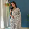 Grey Georgette Sequence Work Saree | Sarees, Bollywood Sarees, Creative Sarees, Designer Sarees, Embroidered Sarees, Ethnic Saree, Modern Digital sarees, Party Wear Sarees