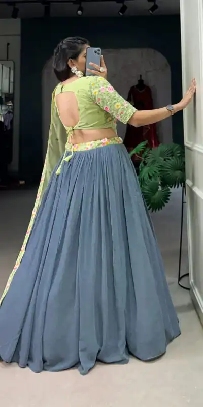 Grey Georgette Sequins Work Embroidery Lehenga Choli | Lehenga, Bollywood Lehenga, Creative Lehenga, Designer Lehenga, Embroidered Lehenga, Party Wear Lehenga