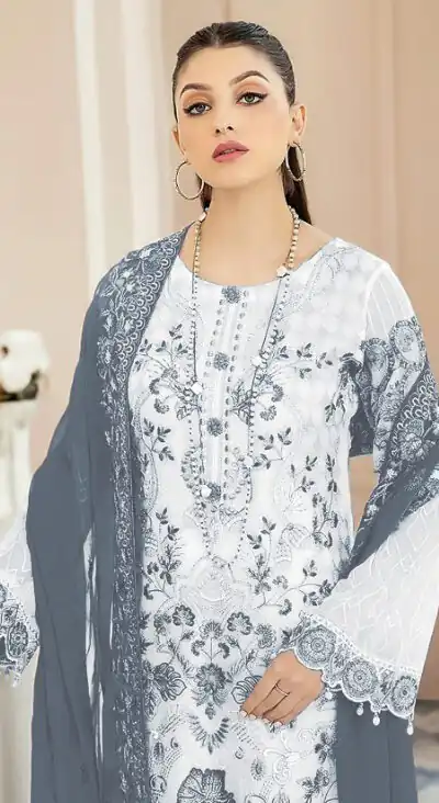 Grey Georgette With Embroidery Work Salwar Suit | Jump Suits, Salwar suit, Casual Suits, Creative suits, Designer Suits, Palazzo Suits, Party Wear Suits, Patiala Suits, Straight Suits