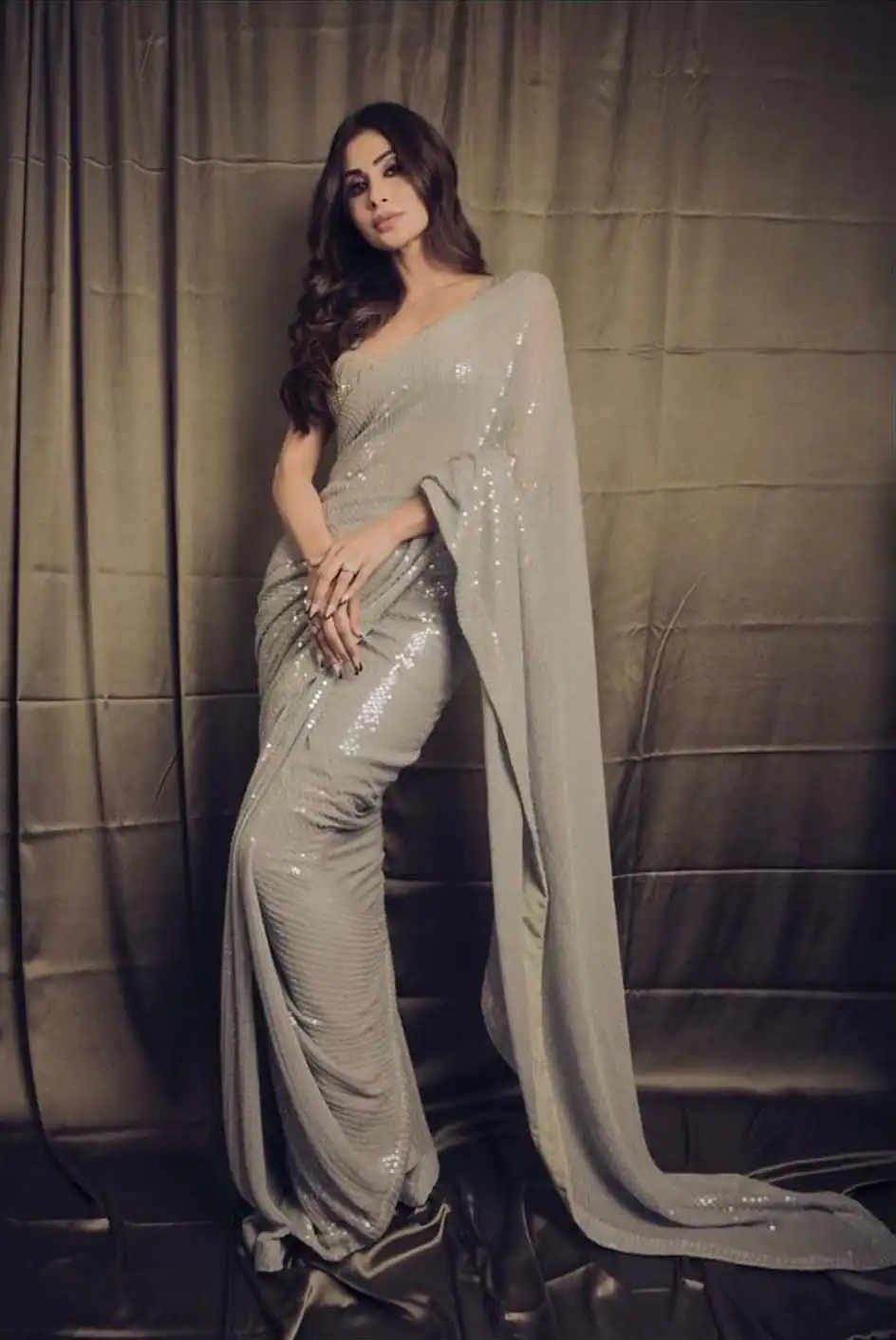 Grey Heavy Sequence Work Saree | Sarees, Bollywood Sarees, Creative Sarees, Designer Sarees, Embroidered Sarees, Ethnic Saree, Party Wear Sarees