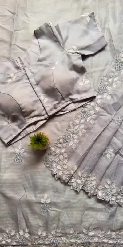 Grey Kota Doriya Thread Work Saree | Sarees, Bollywood Sarees, Creative Sarees, Designer Sarees, Embroidered Sarees, Ethnic Saree, Modern Digital sarees, Party Wear Sarees
