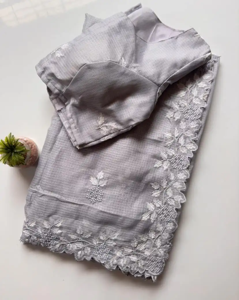 Grey Kota Doriya Thread Work Saree | Sarees, Bollywood Sarees, Creative Sarees, Designer Sarees, Embroidered Sarees, Ethnic Saree, Modern Digital sarees, Party Wear Sarees