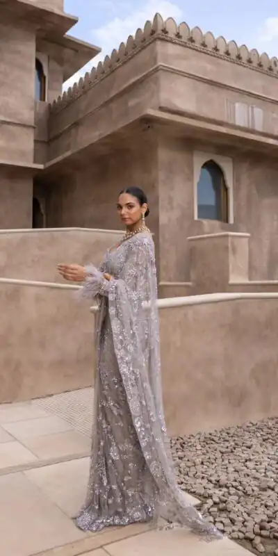 Grey Mono Net Embroidery Saree | Sarees, Bollywood Sarees, Creative Sarees, Designer Sarees, Embroidered Sarees, Ethnic Saree, Modern Digital sarees, Party Wear Sarees