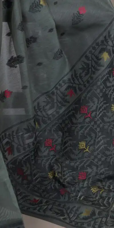 Grey Poly Cotton Thread Weaving Work Saree | Sarees, Bollywood Sarees, Creative Sarees, Designer Sarees, Embroidered Sarees, Ethnic Saree, Modern Digital sarees, Party Wear Sarees