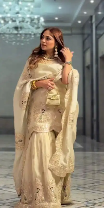 Half White Chinon Silk Sequence Work Salwar Suit | Jump Suits, Salwar suit, Casual Suits, Creative suits, Designer Suits, Palazzo Suits, Party Wear Suits, Patiala Suits, Straight Suits
