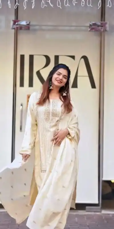 Half White Georgette With Embroidery Work Salwar Suit | Jump Suits, Salwar suit, Casual Suits, Creative suits, Designer Suits, Palazzo Suits, Party Wear Suits, Patiala Suits, Straight Suits