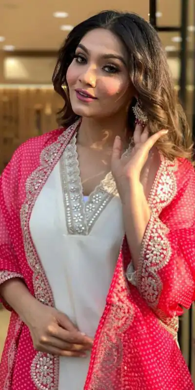 Half White Roman Silk With Red Dupatta Coding Work Salwar Suit | Jump Suits, Salwar suit, Casual Suits, Creative suits, Designer Suits, Palazzo Suits, Party Wear Suits, Patiala Suits, Straight Suits