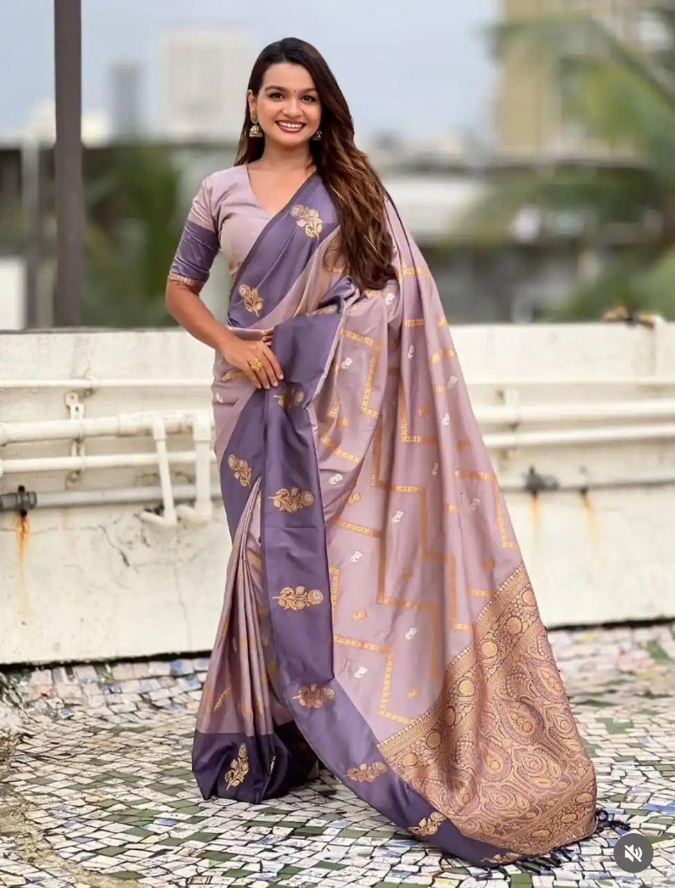 Lavender Banarasi Silk Weaving Zari Work Saree | Sarees, Bollywood Sarees, Creative Sarees, Designer Sarees, Embroidered Sarees, Ethnic Saree, Modern Digital sarees, Party Wear Sarees