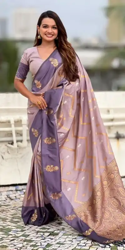 Lavender Banarasi Silk Weaving Zari Work Saree | Sarees, Bollywood Sarees, Creative Sarees, Designer Sarees, Embroidered Sarees, Ethnic Saree, Modern Digital sarees, Party Wear Sarees