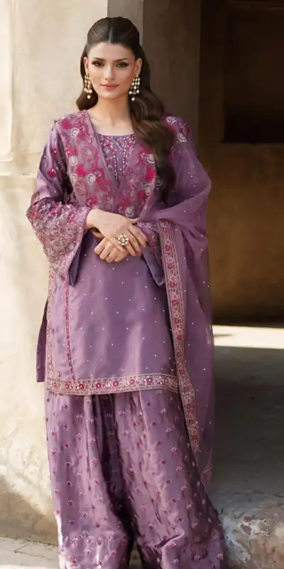 Lavender Chinnon Silk With Embroider Salwar Suit | Jump Suits, Salwar suit, Casual Suits, Creative suits, Designer Suits, Palazzo Suits, Party Wear Suits, Patiala Suits, Straight Suits