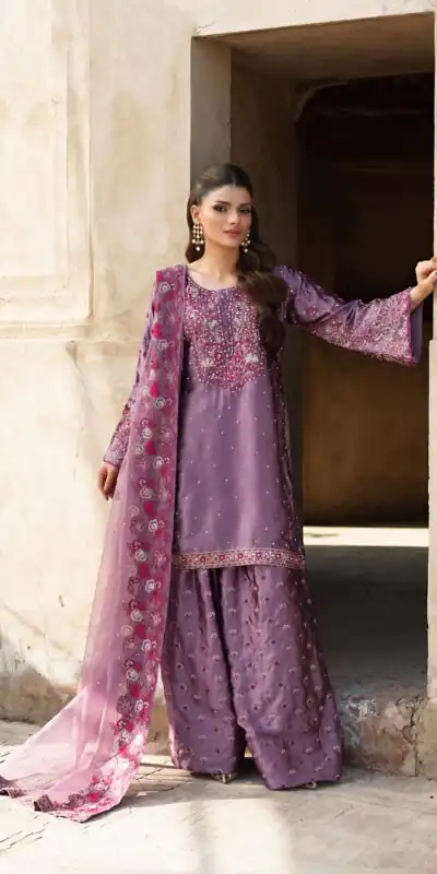 Lavender Chinnon Silk With Embroider Salwar Suit | Jump Suits, Salwar suit, Casual Suits, Creative suits, Designer Suits, Palazzo Suits, Party Wear Suits, Patiala Suits, Straight Suits