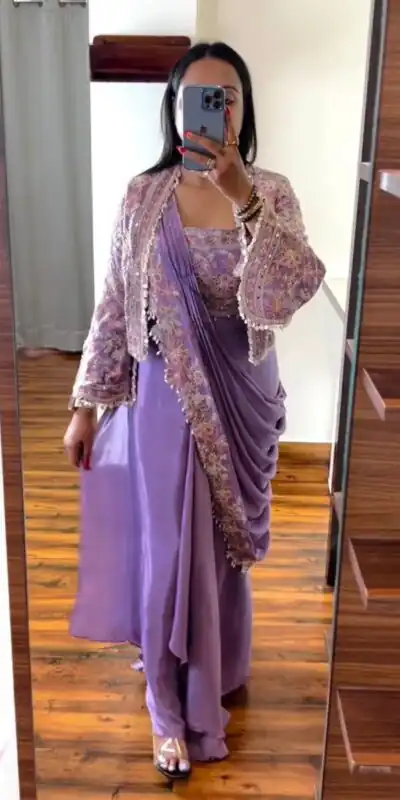 Lavender Chinon Embroidery Lace Work Saree | Sarees, Bollywood Sarees, Creative Sarees, Designer Sarees, Embroidered Sarees, Ethnic Saree, Modern Digital sarees, Party Wear Sarees