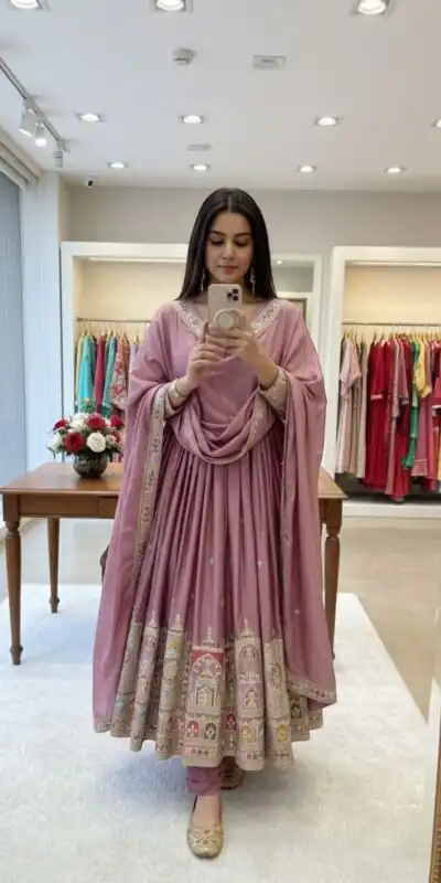 Lavender Chinon Silk Coding Dori Sequence Work Gown | Gowns, Bollywood Gowns, Creative Gowns, Designer Gowns, Embroidered Gowns, Party Wear Gowns