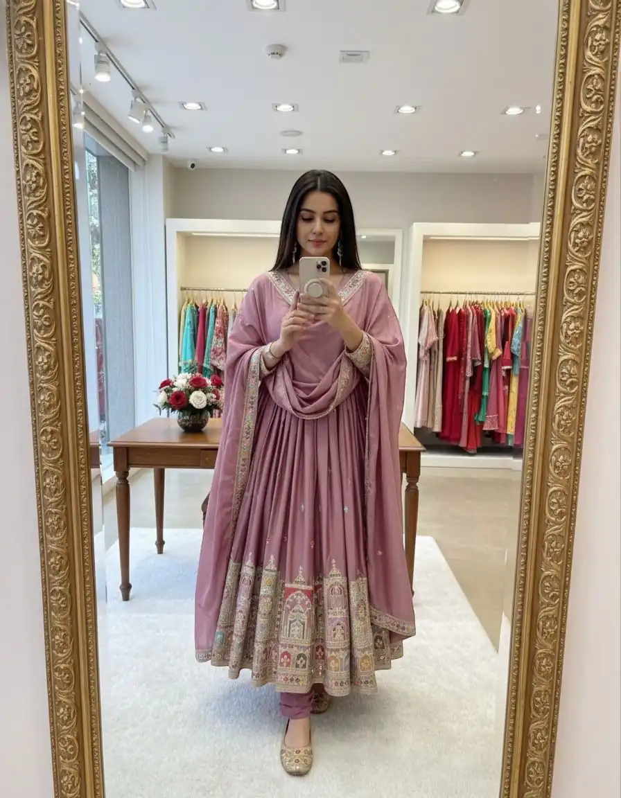 Lavender Chinon Silk Coding Dori Sequence Work Gown | Gowns, Bollywood Gowns, Creative Gowns, Designer Gowns, Embroidered Gowns, Party Wear Gowns