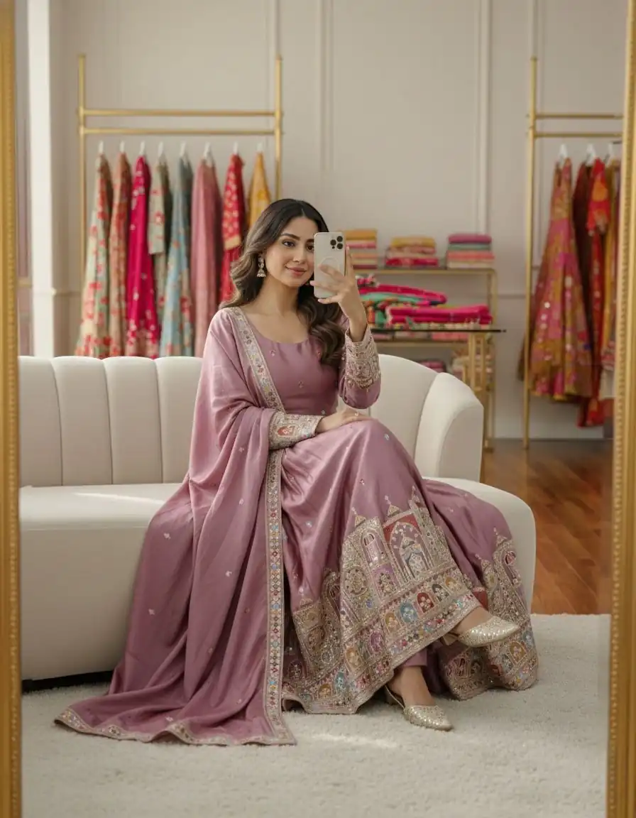 Lavender Chinon Silk Coding Dori Sequence Work Gown | Gowns, Bollywood Gowns, Creative Gowns, Designer Gowns, Embroidered Gowns, Party Wear Gowns