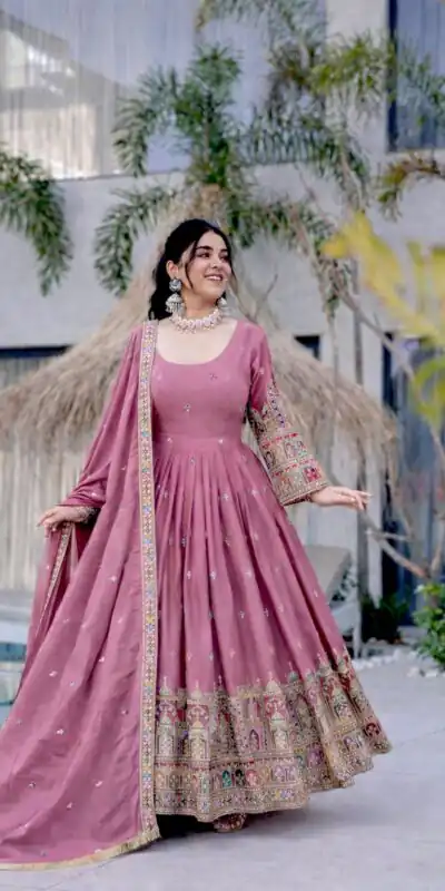 Lavender Chinon Silk Coding Dori Sequence Work Gown | Gowns, Bollywood Gowns, Creative Gowns, Designer Gowns, Embroidered Gowns, Party Wear Gowns