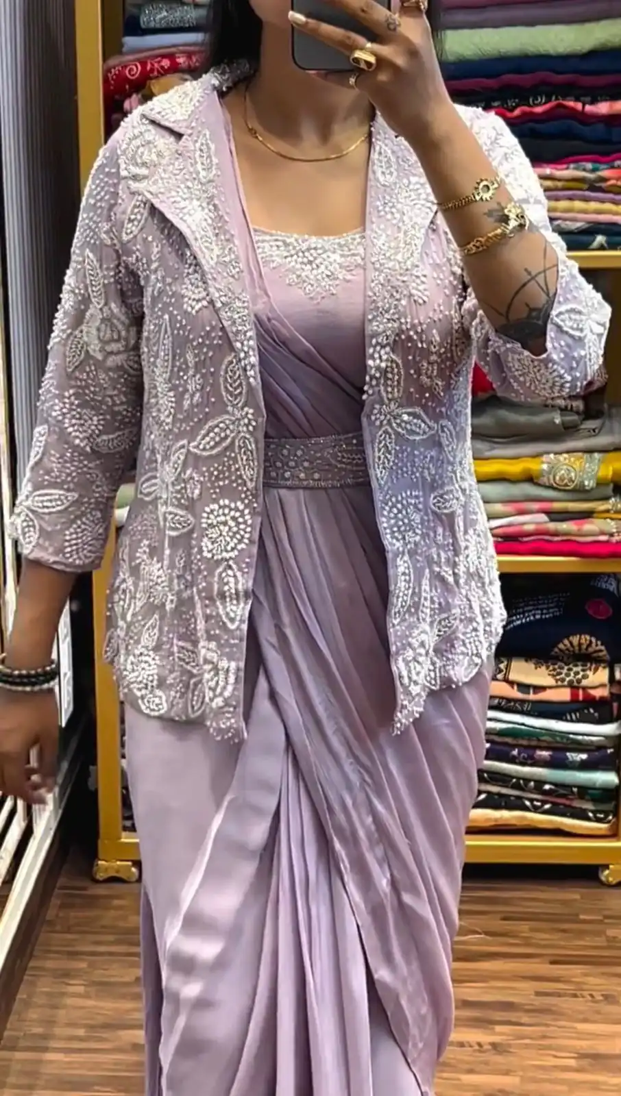 Lavender Chinon Silk Embroidery Work Saree | Sarees, Bollywood Sarees, Creative Sarees, Designer Sarees, Embroidered Sarees, Ethnic Saree, Modern Digital sarees, Party Wear Sarees