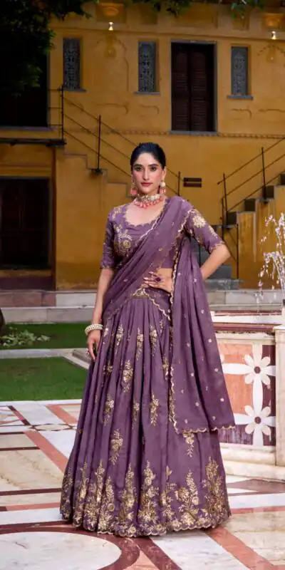 Lavender Chocolate Crush Embroidery Work Lehenga Choli | Lehenga, Bollywood Lehenga, Creative Lehenga, Designer Lehenga, Embroidered Lehenga, Party Wear Lehenga