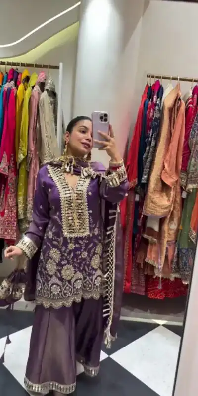 Lavender Cosmos Mirror Embroidery Work Salwar Suit | Jump Suits, Salwar suit, Casual Suits, Creative suits, Designer Suits, Palazzo Suits, Party Wear Suits, Patiala Suits, Straight Suits