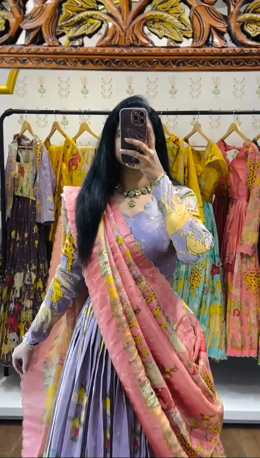 Lavender Cotton Kalamkari Print Lehenga Choli | Lehenga, Bollywood Lehenga, Creative Lehenga, Designer Lehenga, Embroidered Lehenga, Party Wear Lehenga