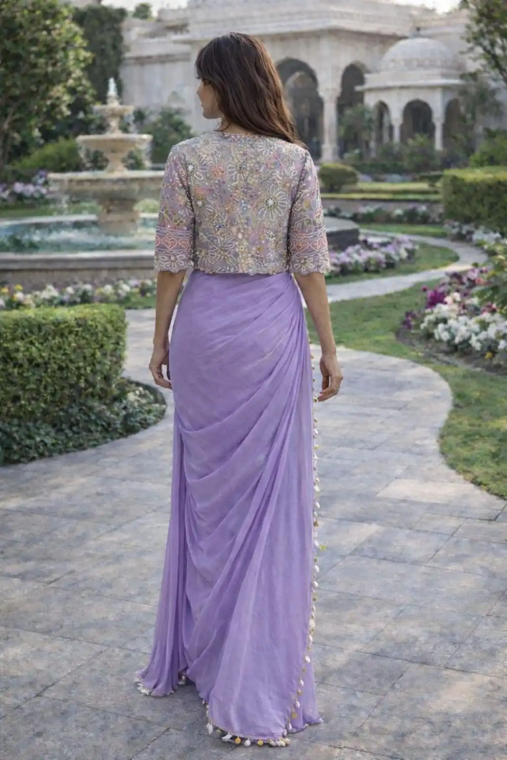 Lavender Crap Silk Embroidery Lace Work Saree | Sarees, Bollywood Sarees, Creative Sarees, Designer Sarees, Embroidered Sarees, Ethnic Saree, Modern Digital sarees, Party Wear Sarees