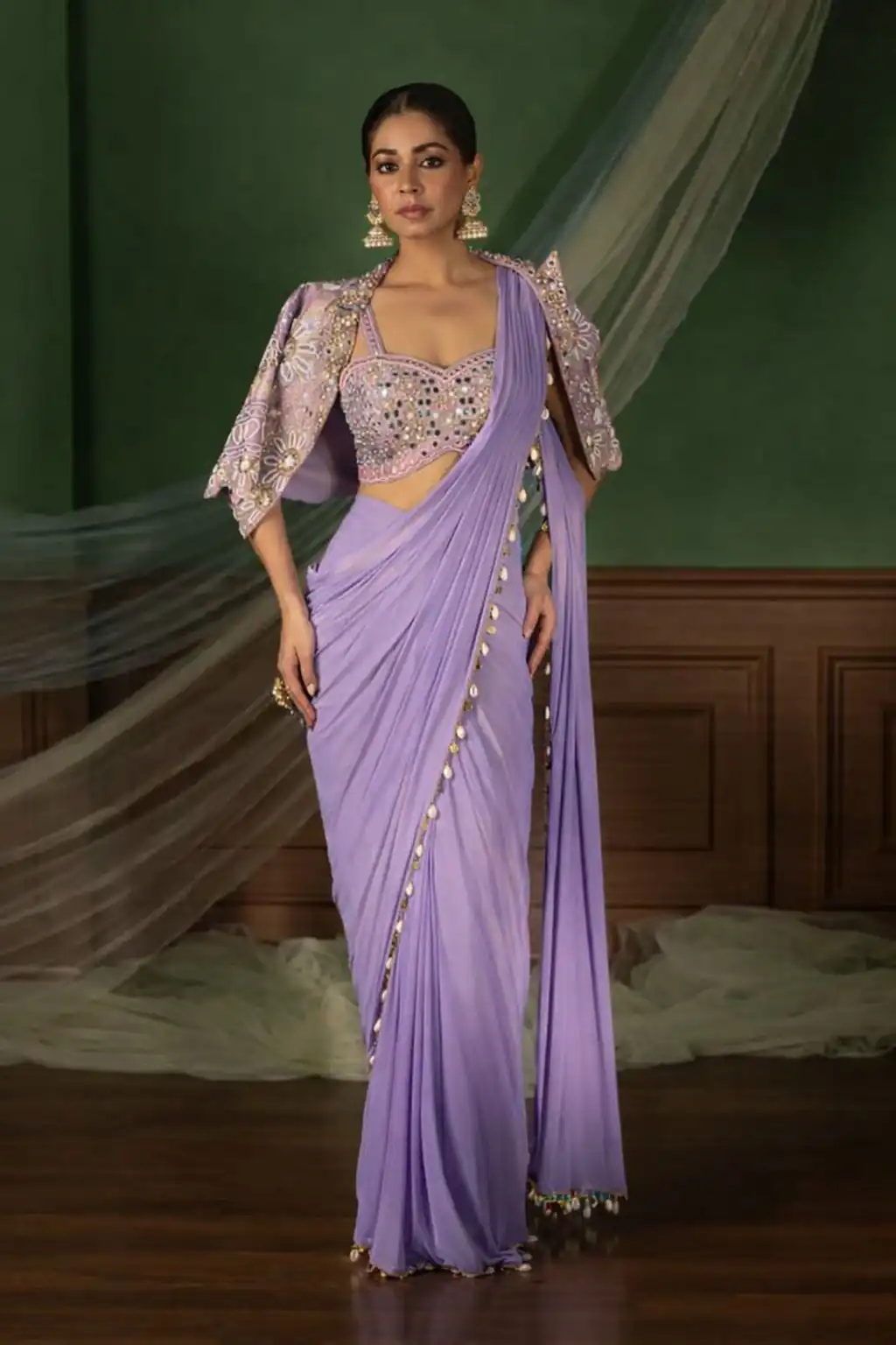Lavender Crap Silk Embroidery Lace Work Saree | Sarees, Bollywood Sarees, Creative Sarees, Designer Sarees, Embroidered Sarees, Ethnic Saree, Modern Digital sarees, Party Wear Sarees