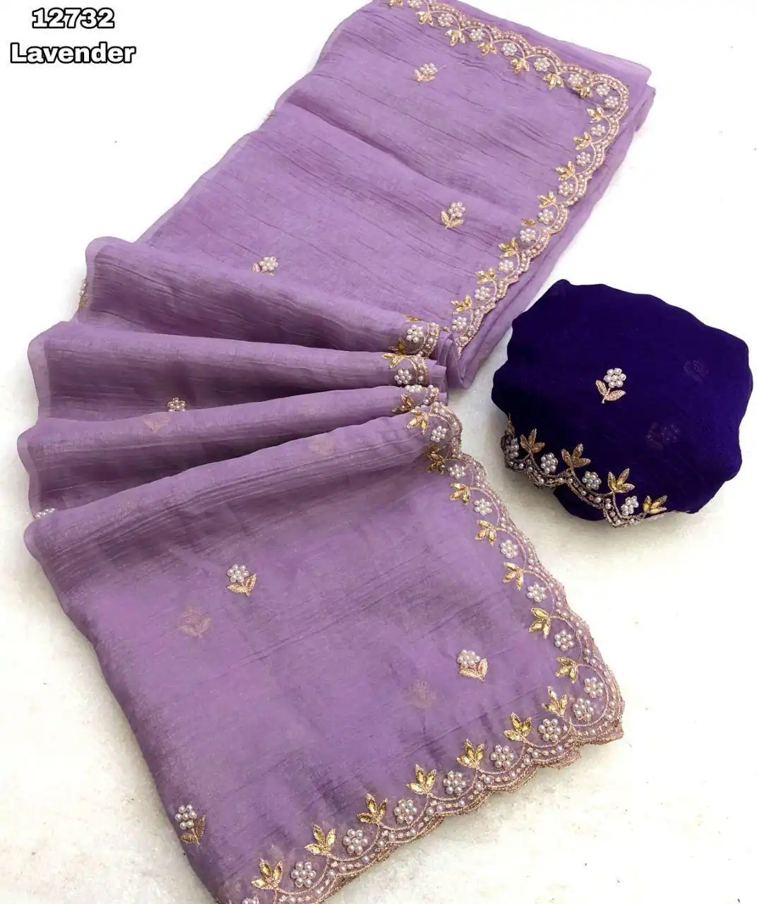 Lavender Crunchy Chiffon Embroidery Work Saree | Sarees, Bollywood Sarees, Creative Sarees, Designer Sarees, Embroidered Sarees, Ethnic Saree, Modern Digital sarees, Party Wear Sarees