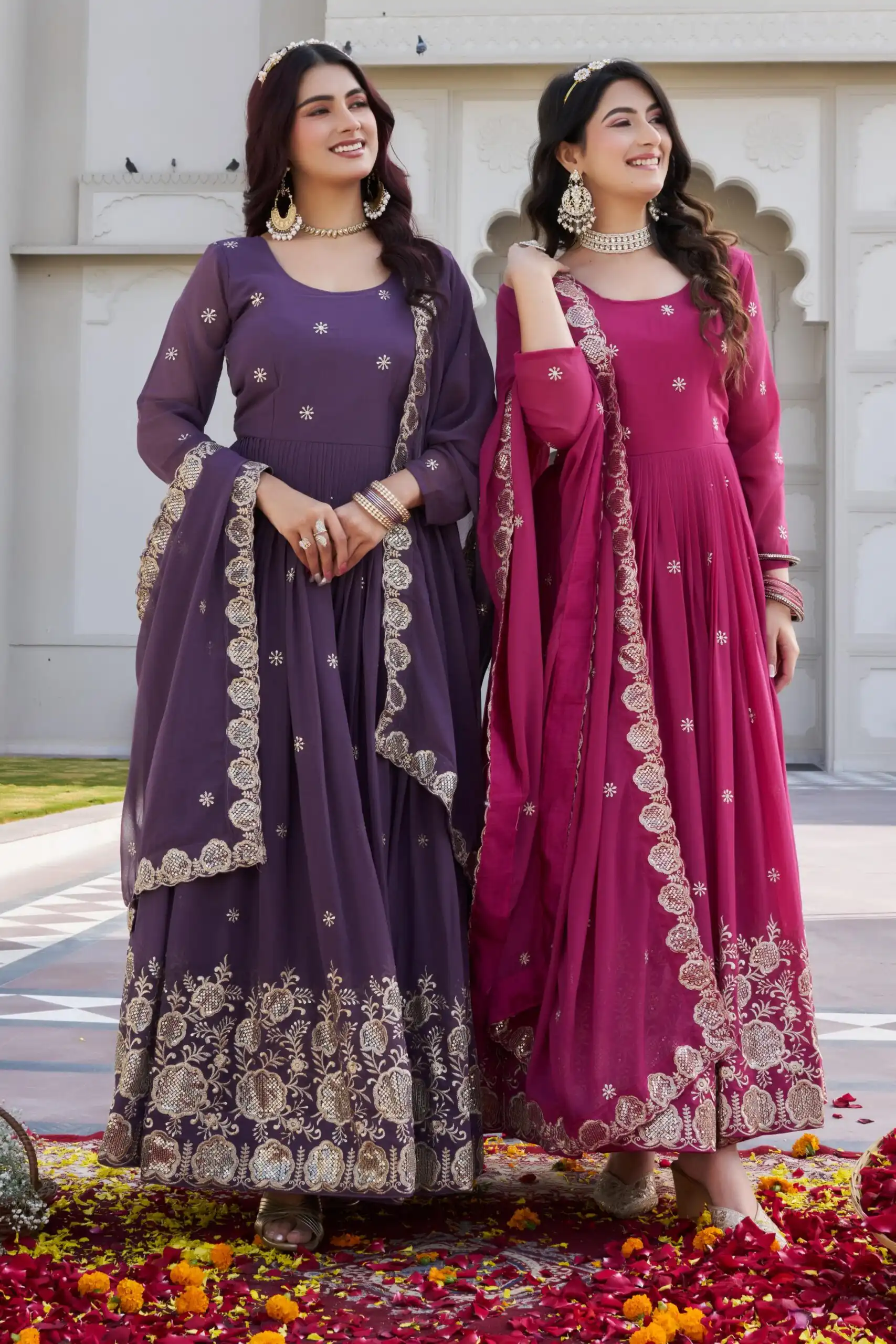 Lavender Fox Georgette With Sequence Work Gown | Gowns, Bollywood Gowns, Creative Gowns, Designer Gowns, Embroidered Gowns, Party Wear Gowns