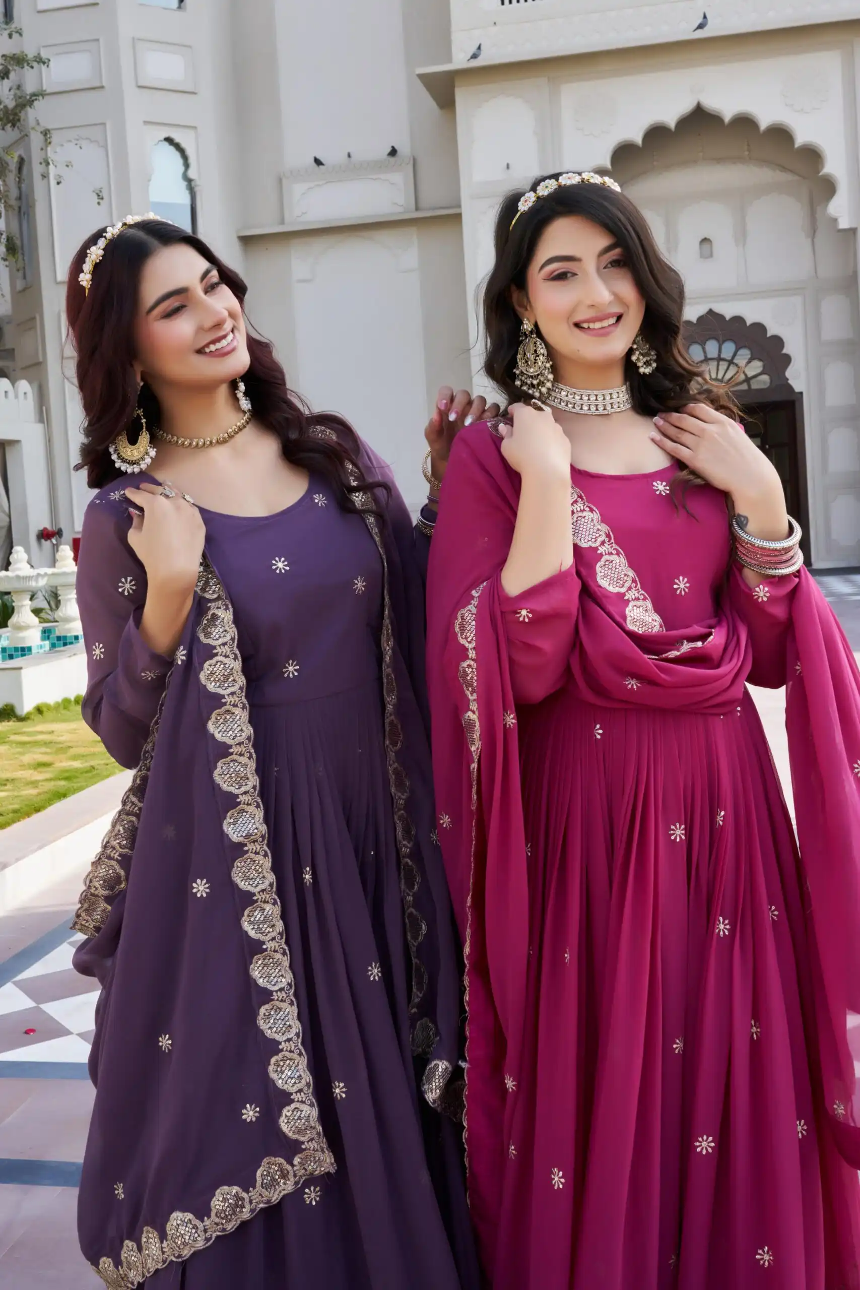 Lavender Fox Georgette With Sequence Work Gown | Gowns, Bollywood Gowns, Creative Gowns, Designer Gowns, Embroidered Gowns, Party Wear Gowns