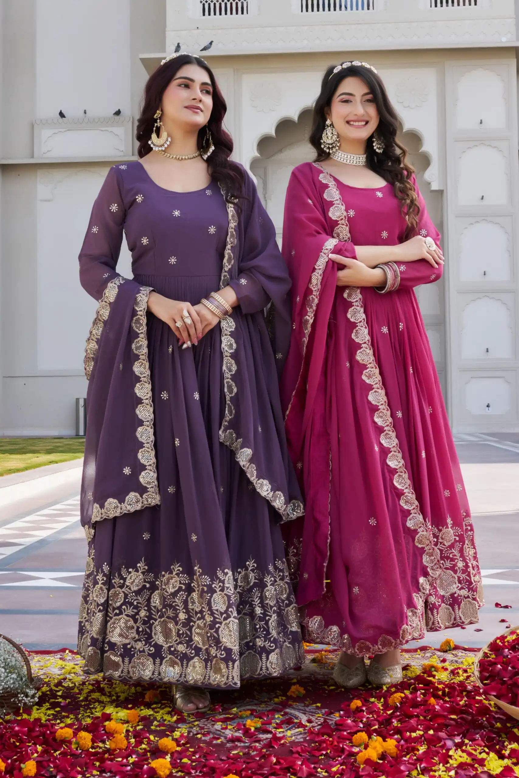 Lavender Fox Georgette With Sequence Work Gown | Gowns, Bollywood Gowns, Creative Gowns, Designer Gowns, Embroidered Gowns, Party Wear Gowns