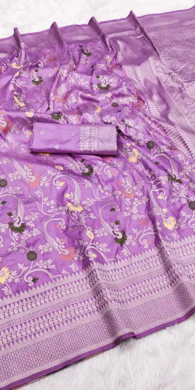 Lavender Khaddi Pashmina Lace Zari Work Saree | Sarees, Bollywood Sarees, Creative Sarees, Designer Sarees, Embroidered Sarees, Ethnic Saree, Modern Digital sarees, Party Wear Sarees