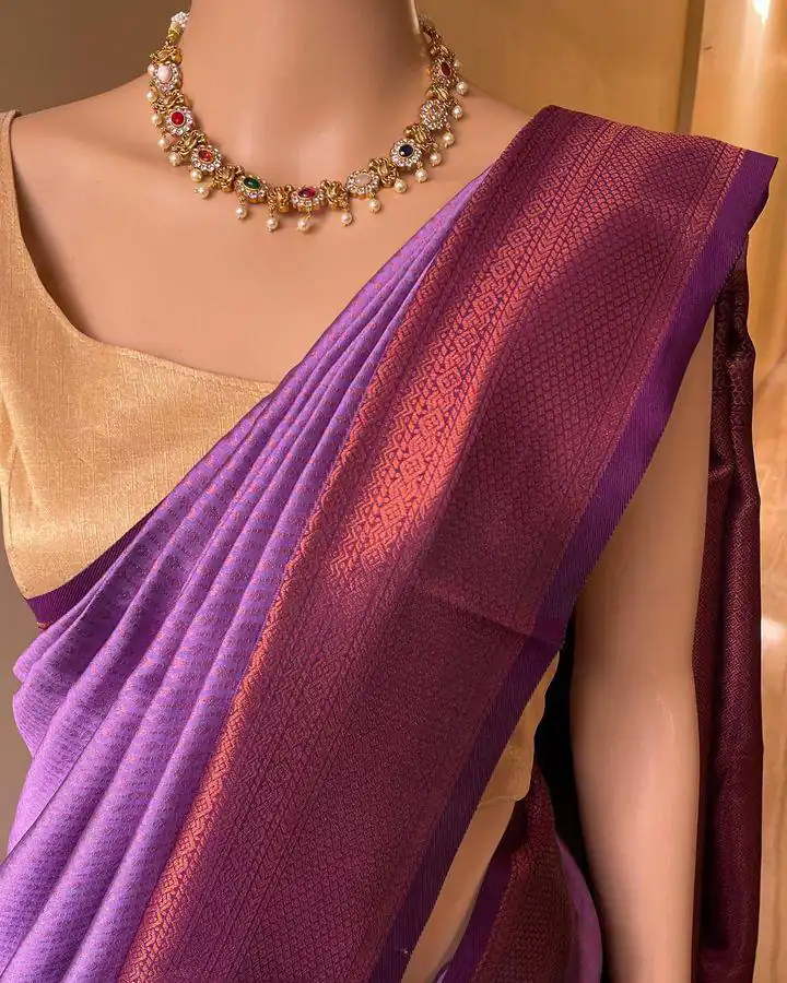 Lavender Lichi Silk Jacquard Border Lace Work Saree | Sarees, Bollywood Sarees, Creative Sarees, Designer Sarees, Embroidered Sarees, Ethnic Saree, Modern Digital sarees, Party Wear Sarees
