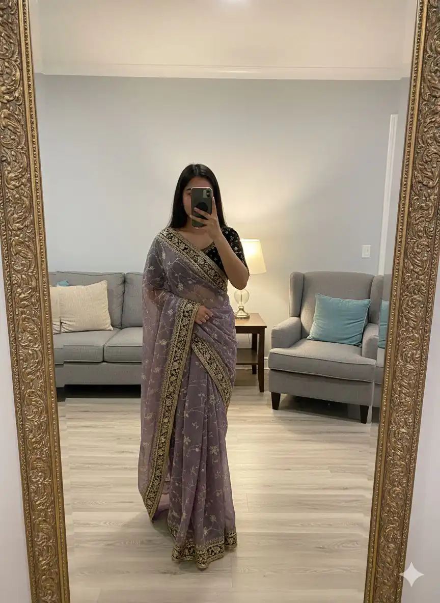 Lavender Moss Silk Zari Embroidery Work Saree | Sarees, Bollywood Sarees, Creative Sarees, Designer Sarees, Embroidered Sarees, Ethnic Saree, Modern Digital sarees, Party Wear Sarees