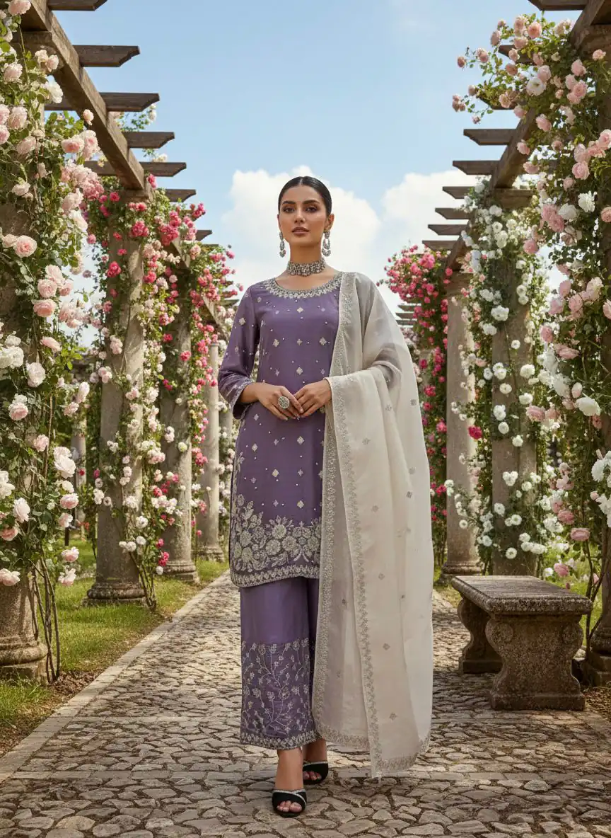 Lavender Organza Silk Thread Work Salwar Suit | Jump Suits, Salwar suit, Casual Suits, Creative suits, Designer Suits, Palazzo Suits, Party Wear Suits, Patiala Suits, Straight Suits