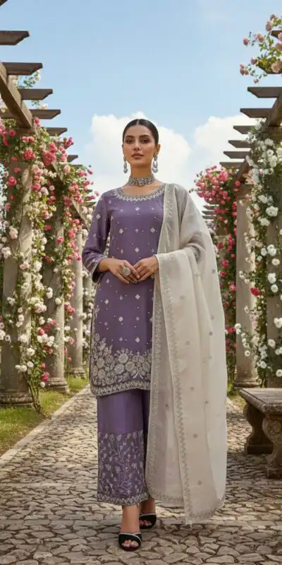Lavender Organza Silk Thread Work Salwar Suit | Jump Suits, Salwar suit, Casual Suits, Creative suits, Designer Suits, Palazzo Suits, Party Wear Suits, Patiala Suits, Straight Suits