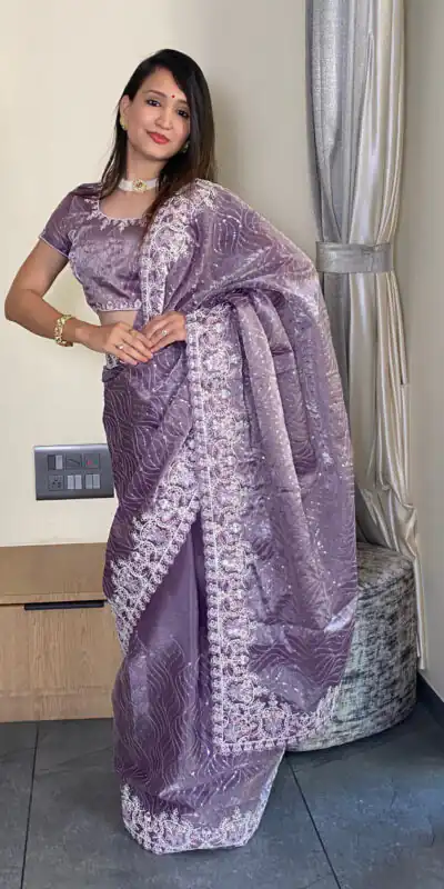 Lavender Premium Barbari Silk Zari Work Saree | Sarees, Bollywood Sarees, Creative Sarees, Designer Sarees, Embroidered Sarees, Ethnic Saree, Modern Digital sarees, Party Wear Sarees