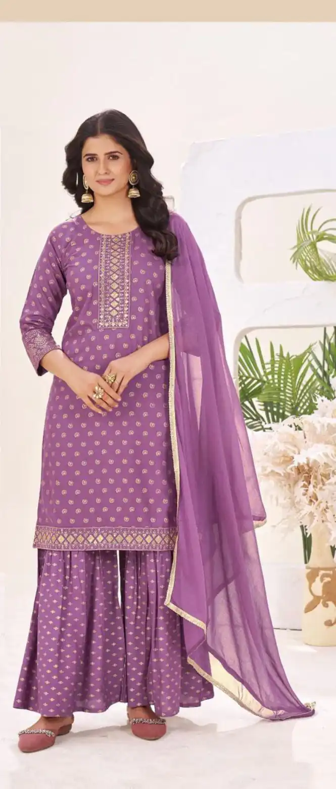 Lavender Rayon Lace Embroidery Work Salwar Suit | Jump Suits, Salwar suit, Casual Suits, Creative suits, Designer Suits, Palazzo Suits, Party Wear Suits, Patiala Suits, Straight Suits