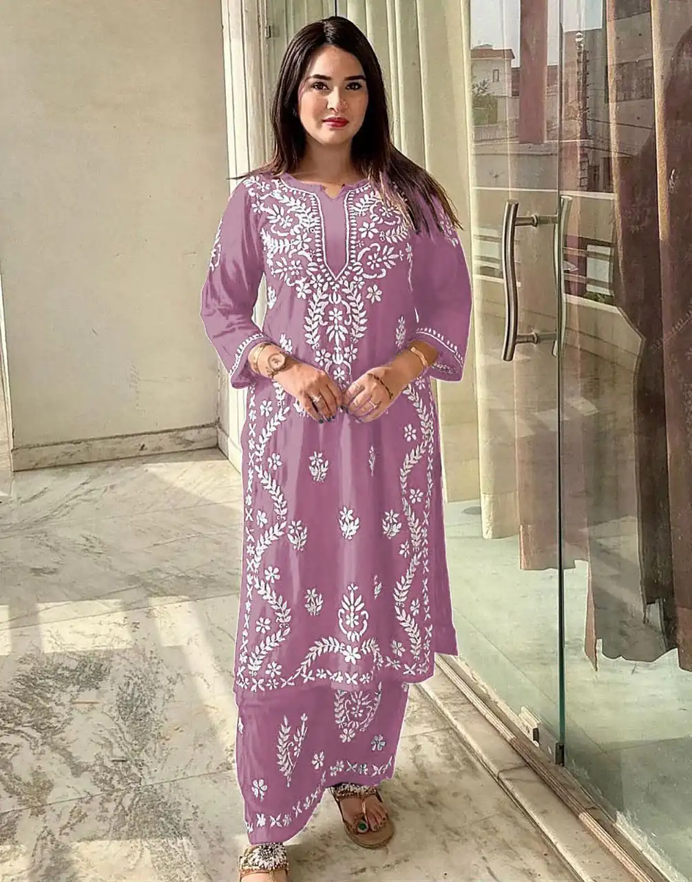 Lavender Rayon Wid Lakhnavi Style Work Kurti | Kurti, Bollywood Kurti, Creative Kurtis, Designer Kurti, Party Wear Kurti, Selfie Kurti
