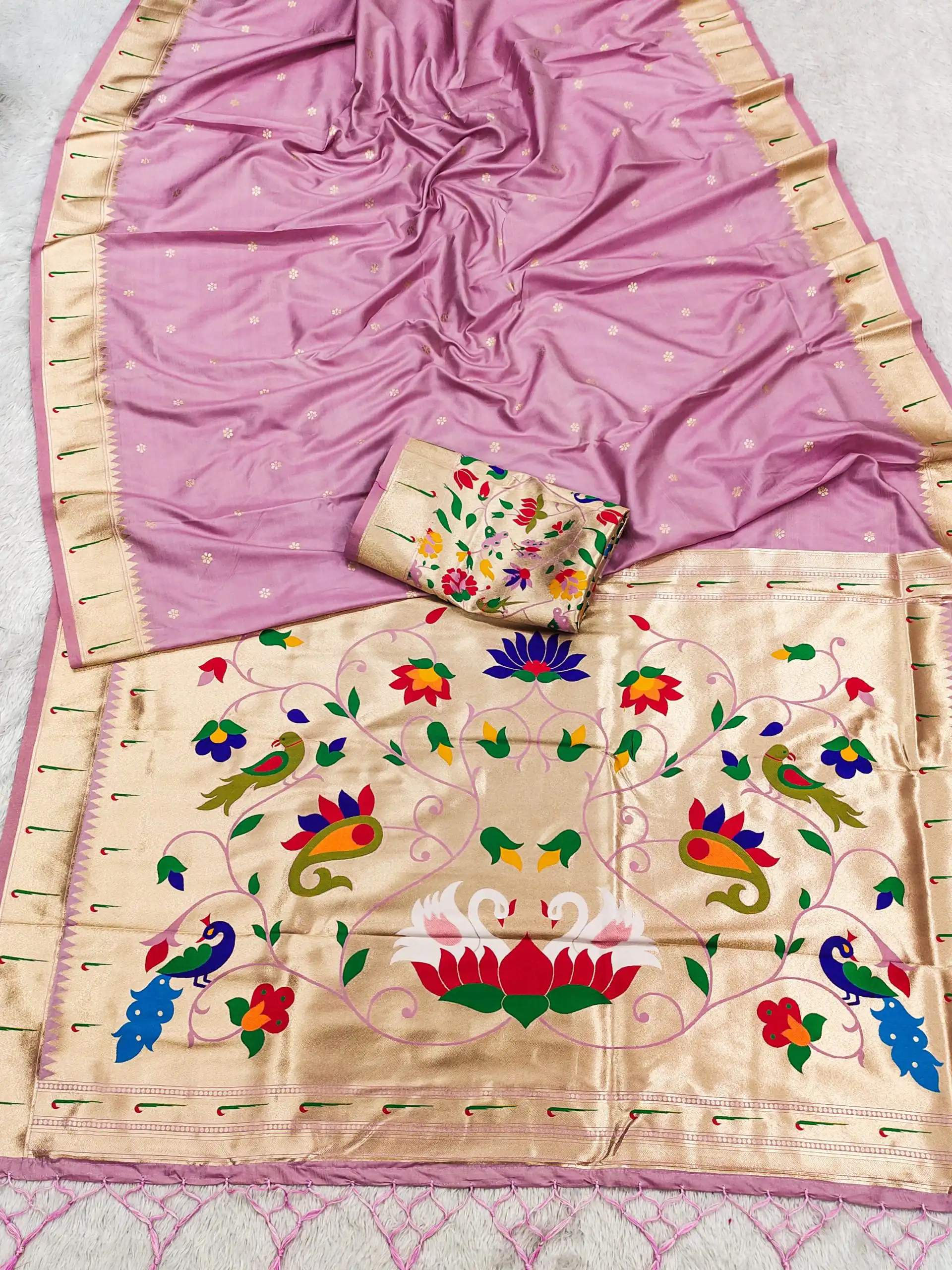 Lavender Silk Zari Lace Work Saree | Sarees, Bollywood Sarees, Creative Sarees, Designer Sarees, Embroidered Sarees, Ethnic Saree, Modern Digital sarees, Party Wear Sarees