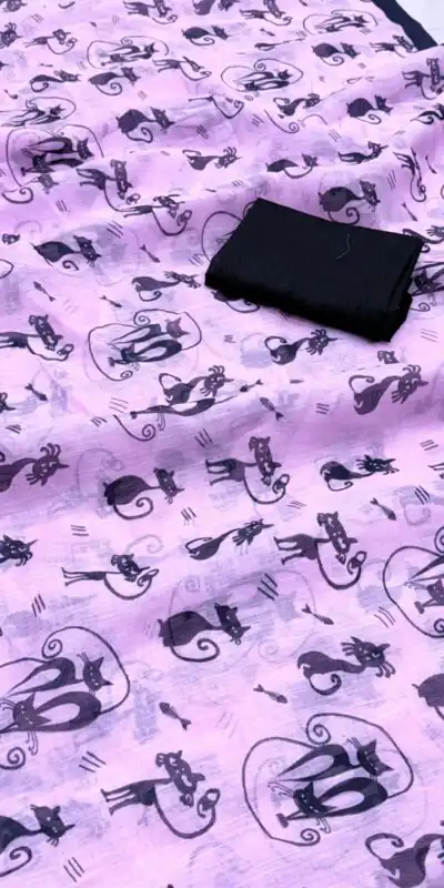 Lavender Soft Cotton Digital Print Lace Work Saree | Sarees, Bollywood Sarees, Creative Sarees, Designer Sarees, Embroidered Sarees, Ethnic Saree, Modern Digital sarees, Party Wear Sarees