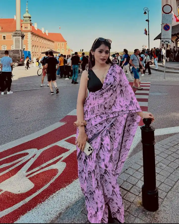 Lavender Soft Cotton Digital Print Lace Work Saree | Sarees, Bollywood Sarees, Creative Sarees, Designer Sarees, Embroidered Sarees, Ethnic Saree, Modern Digital sarees, Party Wear Sarees