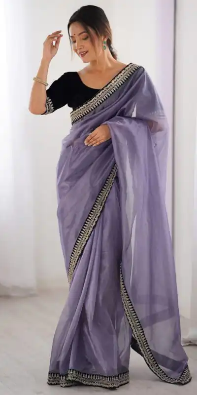 Lavender Soft Twil Net Silk Embroidery Work Saree | Sarees, Bollywood Sarees, Creative Sarees, Designer Sarees, Embroidered Sarees, Ethnic Saree, Modern Digital sarees, Party Wear Sarees